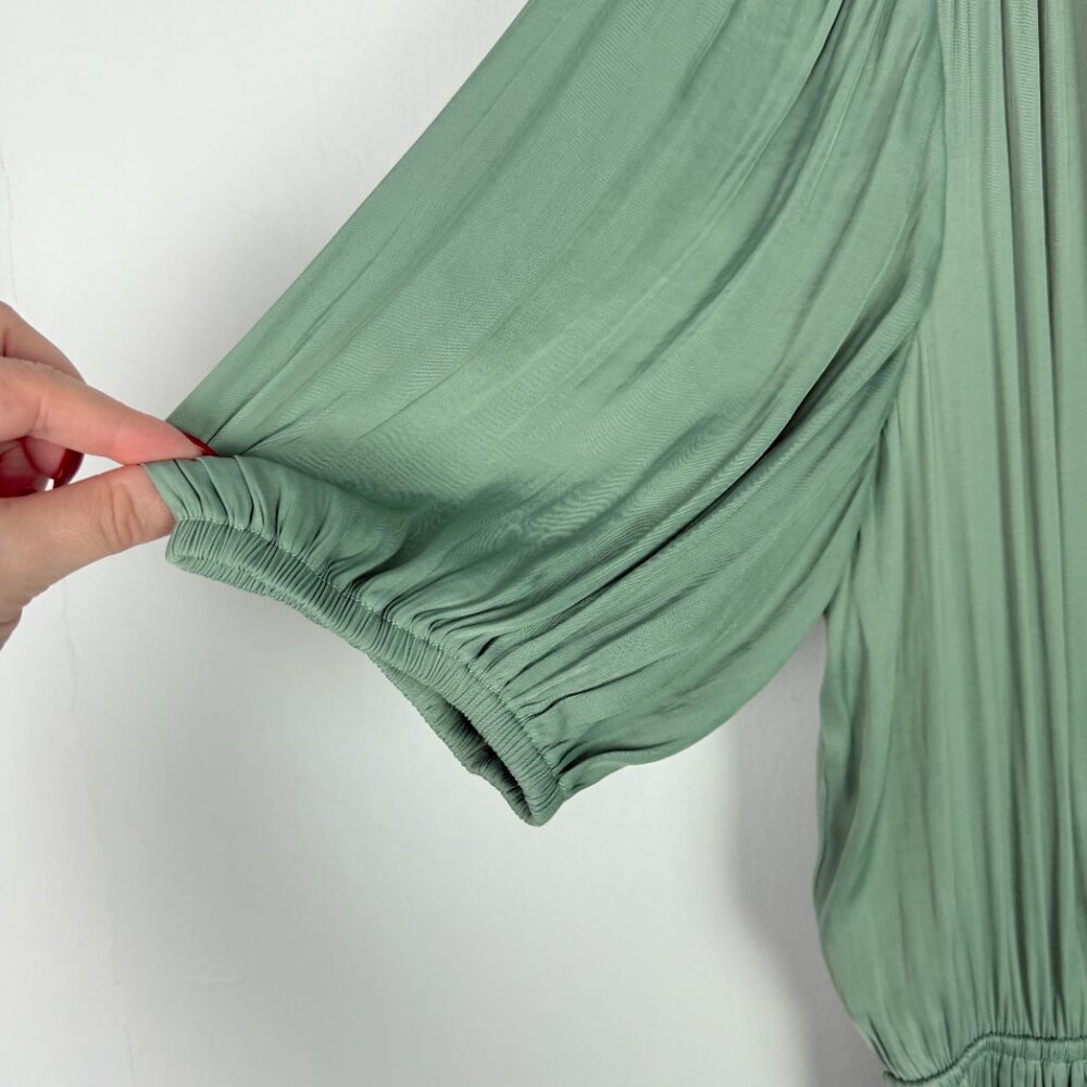 NWT Current Air Gaia Smocked Mini Dress Elbow Sleeve Green Size Medium M NEW - Picture 7 of 11